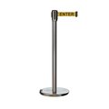 Montour Line Retractable Belt Rolling Stanchion, 2ft Sat.Steel Post  11ft. Cau ME530-SS-CAUYB-110